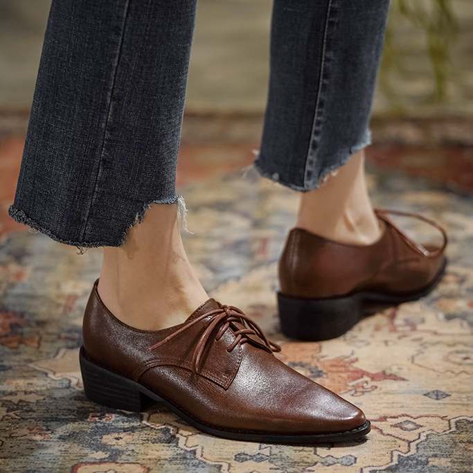 Oxford Lace Up Women - Scarpe da donna in pelle di