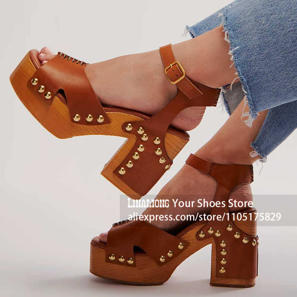 Women'S Shoes Clogs - Sandali con zeppa e tacco grosso,